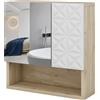 VICCO Specchio contenitore bagno Vicco Edge Bianco 54 x 55 cm con anta e vani a giorno, Model 40316