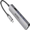 Akashi, adattatore multipresa 4-in-1 USB-C / USB 3.0 / HDMI 4K, colore grigio