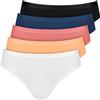 Nur Die Confezione da 5 Slip Mini Multicolore in Cotone Elasticizzato, Intimo Basic Multipack da Donna