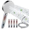 Auralum Soffione doccia filtrato per acqua dura, portatile, ad alta pressione, con 6 modalità di spruzzo, design a risparmio idrico, include 5 filtri di ricambio e tubo da 1,5 m, colore: bianco