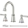 CREA Rubinetto da bagno a 2 maniglie a 3 fori, rubinetti da bagno diffusi da 20 cm con scarico pop-up per troppopieno del lavandino, 3 pezzi rubinetto in nichel spazzolato per rubinetto miscelatore