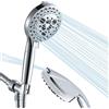 Aiscsc Soffione doccia a 10 impostazioni con palmare, soffione doccia ad alta pressione da 12,7 cm include 2 potenti modalità di lavaggio per la pulizia del bagno, set doccia a mano con filtro in