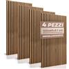 RMF PRO Set 4 Pannelli Decorativi Per Parete in Legno Naturale 120x60, Teak - Pannelli Fonoassorbenti Decorativi con Assorbimento Acustico, Decorazioni Parete Interni - Pannelli Legno per Pareti