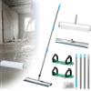 Hocamel Set di attrezzi per cemento autolivellante, rullo per pavimenti epossidici, scarpe per pavimenti epossidici, utensili in calcestruzzo, raschietto in acciaio inox, con asta di prolunga 40-160 cm