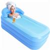WSIKGHU Vasca da bagno gonfiabile per adulti, pieghevole, portatile, 160 × 84 × 64 cm, colore blu, rettangolare, con cuscino per il collo, per il campeggio