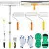 GJCrafts Kit di Strumenti Autolivellante per Pavimenti, Rullo Frangibolle 52cm+24cm, Scarpe Chiodate per Prato 30 mm, Spatola Autolivellantein, Asta Telescopica 52-115 cm