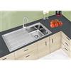 Omeere 100 L x 46 L, grande lavello da incasso in acciaio inox 304, spessore del materiale 0,8 mm, lavello da cucina, rettangolare, 1 vasca rettangolare (ripiano sinistro)