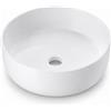 Relaxdays lavabo da appoggio, senza foro, 11 x 30 cm, bianco | senza troppopieno, ceramica, effetto loto, lavabo rotondo, per bagni piccoli e WC ospiti