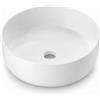 Relaxdays lavabo da appoggio, senza foro, 16 x 40,5 cm, bianco | senza troppopieno, ceramica, effetto loto, lavabo rotondo, per bagni piccoli e WC ospiti