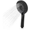 TANIASHOP Doccetta Soffione Doccia 3 Getti Universale 1/2 Ø12 cm, Massaggio, Pioggia e Stop, ABS Nero Opaco con Ugelli Autopulenti