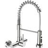 FORIOUS Rubinetto da Cucina a Muro 15 cm con Doccia Estraibile, 3 Funzioni | Miscelatore Cucina, 360° Girevole, Design Moderno Acciaio Inox, Acqua Fredda e Calda, Comando Monoleva, Nichel Spazzolato