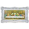 LIGUORO SHOP Quadro dell' Ultima Cena di Leonardo Da Vinci Riproduzione Stampata su Banner Telato con Cornice Barocca cm 96X56 (Argento)