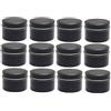 LNGJIN 12 pezzi Tontenitori per Candele,2.2oz Nero Barattolo per Candele,Candele Contenitori,Scatola di Metallo Riutilizzabile con Coperchi,Candele Barattoli Vuoti per la Produzione di Candele,(Nero)