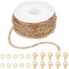 SUNNYCLUE DIY 10M 32.8 Piedi 3MM Rotolo di Catena D'Oro Catene Figaro Catene In Acciaio Inossidabile Catene per Collana con Anelli di Salto Chiusure per Aragosta per Donne Kit per La Creazione di Gioi