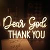 QiaoFei Insegna al neon con scritta Dear God Thank You a LED, dimmerabile, decorativa, per ufficio, casa, soggiorno, classe, regali cristiani, regalo di compleanno di Natale (bianco caldo)