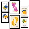 Nacnic Set di 6 poster di Cibo e Nutrizione. Frutta colorata. Natura e Nutrizione Poster per Interior Design e Decorazione. A3 & A4, senza cornici.