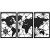 Steelnovo Decorazione da Parete Trittico Planisfero 180x37 cm, Metallo Nero | Made In Italy, Metallo Verniciato, Effetto 3D, Ferramenta Inclusa