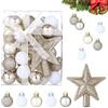 LIHAO 30pz Palline di Natale Piccole per Decorazioni Albero di Natale, Mini Palle di Natale 3cm Decorazioni e Pendenti Ciondoli Ornamenti Nozze Casa (Bianco/Argento/Oro)