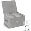Kukikan Contenitore per bicchieri da vino, contenitore rigido con manico, contenitore per trasloco, scatola di vetro con divisori per 12 bicchieri di cristallo, bicchieri da vino, bicchieri da