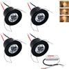 Lathurna Set di 4 faretti LED da incasso 2 W 12 V, ultra piatti IP65 impermeabili, per bagno, foro Φ25 - 28 mm, faretti da soffitto, cucina, soggiorno, carport, mini faretti a LED, 19 mm, argento nero caldo