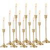 MIUUIPI Set di 12 portacandele dorati, 23/19/15 cm, portacandele in metallo, stile retrò, adatto per matrimoni, Natale, cene, decorazione per la casa