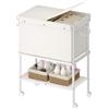 HOOBRO Carrello Portabiancheria da 95 L a 2 Ripiani, Sacco Rimovibile | Carrello Portabiancheria, Sacco Estraibile, Struttura in Metallo, per Camera da Letto, Lavanderia e Dormitorio, Bianco