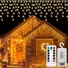 DBFAIRY Catena luminosa per esterni, 6 m, 300 LED, con timer a distanza, impermeabile, 8 modalità, per casa, veranda, matrimonio, bianco caldo
