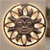 Spetebo Lampada da parete solare con sole in bronzo con 25 LED - 37 cm - Decorazione da parete in metallo per esterni bianco caldo - Decorazione da parete da giardino lampada decorativa luce