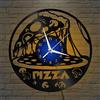 Generico SZGIT Pizza Orologio da parete in vinile, Orologio da parete in vinile nero 12 pollici per camera da letto in soggiorno(12 pollici B con LED)