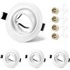 GeyouLux 4x Faretti da Incasso GU10 Telaio Bianco, Orientabile 45°, Cornice in Metallo Ø84mm Piatta, Foro 68-75mm, Attacco GU10 Ceramica 230V, Spot Rotondo Senza Lampadina