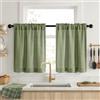 MIULEE Tenda Cucina Tende Corte Lino 2 Pezzi 90x60 cm Verde | Tende Corta Bistrot Passante Per Soggiorno E Cucina sala da pranzo, bagno, piccola finestra Stile Rustico Roulotte Moderno