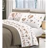 ITALYSWEETHOME Completo Lenzuola Cuori Mongolfiera Beige 100% Cotone Made in Italy (Matrimoniale)