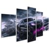 islandburner Quadro su tela con temporale con luce al neon viola, per soggiorno, appassionati di auto, auto, poster