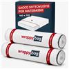 Wrappybag Sacco Sottovuoto Materasso - Custodia Set da 2 140x200 | Set da 2 - 140x200 - sacco sottovuoto con doppia chiusura e valvola ermetica, riduce il volume fino all'80%, 2 clip incluse
