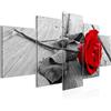 Runa Art - Quadri Fiori Rose 200 x 100 cm 5 Pezzi XXL Decorazione Murale Design Grigio Rosso 204451a