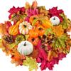 YAAVAAW Set di 126 zucche artificiali con foglie di acero artificiali, pigne, zucche, raccolto di zucca, ghiande piccole, per autunno, autunno, decorazione da tavola per la casa, decorazione per Halloween