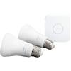Philips Hue Philips Lighting Hue White Starter Kit con 2 Lampadine Attacco E27, con Bluetooth, Luce Bianca Calda Dimmerabile + 1 Bridge Hue Controllo Completo del Sistema, Bianco