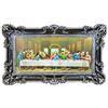 LIGUORO SHOP Quadro dell' Ultima Cena di Leonardo Da Vinci Riproduzione Stampata su Banner Telato con Cornice Barocca cm 96X56 (Nero/Argento)