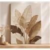 ZGRRXSM Stampe su tela con motivi botanici neutri, foglie, beige e marroni, opera d'arte moderna in stile boho per il soggiorno (40x60 cm/senza cornice)