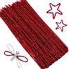 QianFenShi 100Pcs Scovolini Colorati Per Lavoretti,30cm × 6mm,Rosso | Glitter Steli di Ciniglia Scovolini,Per Decorazioni Natalizie Artigianali Creative DIY