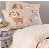 Caleffi Completo Lenzuola In Cotone Cuccioli - Misura Piazza E Mezza - Colore Naturale Kids