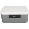 Mimdixy Baule in plastica per carichi pesanti da 9 litri, Baule con serratura 10,3×8,7×4,8 pollici Cassetta di chiusura per archiviazione password a doppio strato Casella per password a 4 (Grigio)