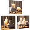 CCWACPP Stampa Zen su Tela 3 Pezzi Asciugamano da Bagno Candele e Pietre Zen Immagine Bagno Beauty Spa Trattamento Meditazione Sala Decorazione della Parete Incorniciato (30x30cmx3)