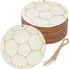 SOFPLATE 20 pz. Ritagli Sportivi In Legno Ritaglio In Legno di Calcio Fette di Legno A Forma di Calcio Non Finite Ornamenti Appesi con Spago Etichette In Legno Vuote A Forma di Palla Sportiva per Prog