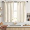 MIULEE Tenda Cucina Tende Corte Lino 2 Pezzi 65x90 cm Bianco | Tende Corta Bistrot Passante Per Soggiorno E Cucina sala da pranzo, bagno, piccola finestra Stile Rustico Roulotte Moderno