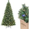 SALCAR Albero di Natale con Luci Incorporate Artificiale 210 cm, Abete di Natale con Guanti, 350 LED e 868 Punte per Rami, Supporto in Metallo, Montaggio Rapido