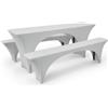 Highdi Set di 3 Coperture Elasticizzate per Tavolo e Panche da Birra 220x70x70cm, Grigio Chiaro