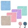 ATBUSS 5pcs Asciugamano Quadrato in Coral Fleece Tinta Unita Con 2 Ganci, Salvietta per Bambini, Panno Morbido per Il Viso in Flanella, Riutilizzabile per La Pulizia