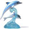 HAUCOZE Delfino Statua Scultura Marino Figurina Moderna Deco 22cm | Blu Resina Nautica Ornamento Artigianale Arte Oceano Soprammobili Compleanno Festiva Regalo per Mensole Scrivania