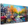 Feeby Stampe Da Parete - Quadri Soggiorno - Amsterdam Biciclette Paesaggio urbano - 120x60 cm - Decorazioni Camera Da Letto